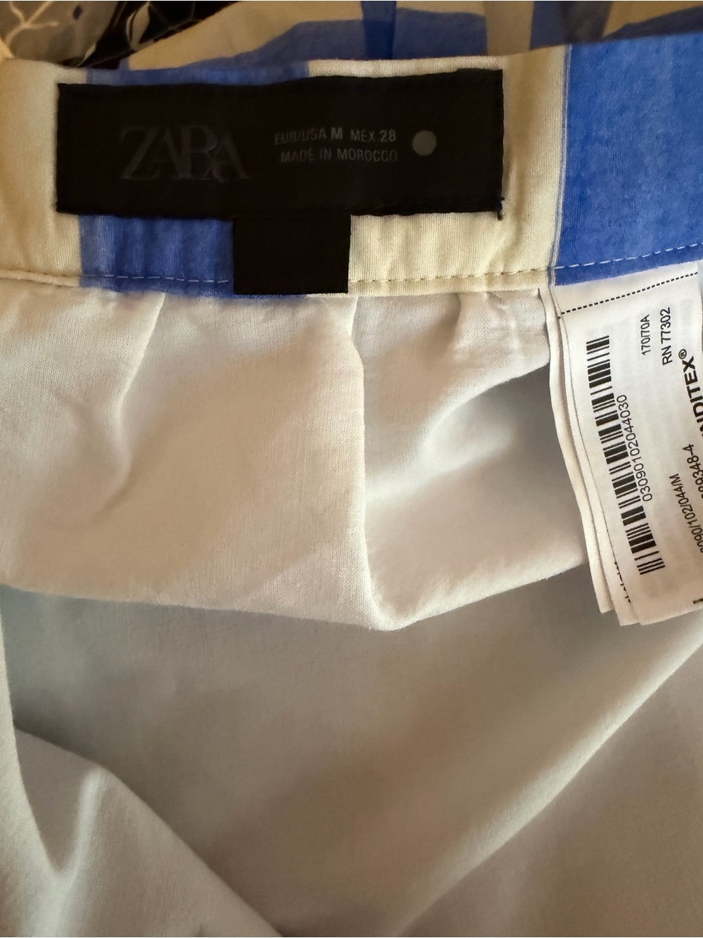 Blue and Cream Check Midi Skirt - Picture 3 of 3